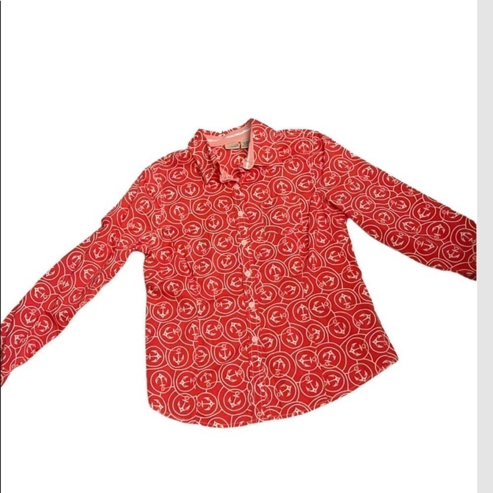 L.L. Bean nautical button-down women’s shirt size medium anchors design - Picture 5 of 6